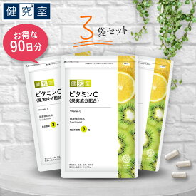 ビタミンC（果実成分配合） 3袋セット(90日分) ◆ サンセリテ　サプリメント 健康食品 国産 果実成分 アセロラ ローズヒップ キウイ フルーツ ビタミン C おすすめ プレゼント 送料無料 3ヵ月分 大容量