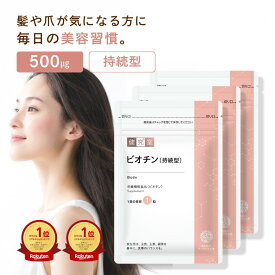 ビオチン 持続型 3袋 (90日分) [栄養機能食品] 皮膚 粘膜 髪 爪 育毛 美容 にきび ビオチン 500μg ビタミン B群 ミネラル ビタミンH GMP 10000 10000mcg 国内製造 天然 サプリ 3ヵ月分 大容量