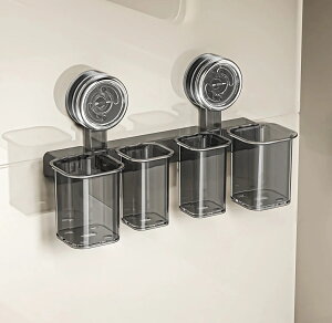 歯ブラシホルダー 吸盤式 ブラシスタンド 透明 壁掛け 穴あけ不要 取り外し可能 多機能 お風呂 洗面所 浴室用 歯磨き粉 電動歯ブラシ収納ラック