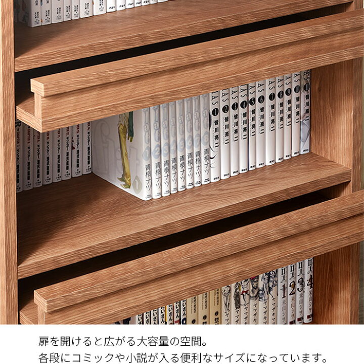 楽天市場】3枚 フラップ扉付 キャビネット本棚 リビング収納 大容量 棚 