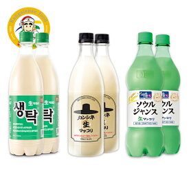 マッコリ 生マッコリ 缶キムチ1個付きセンタクマッコリ2本 ジャンスマッコリ2本 カンシネ生マッコリ2本 飲み比べセット 韓国伝統酒 韓国食品 750ml×6本 【カンシネ食品】