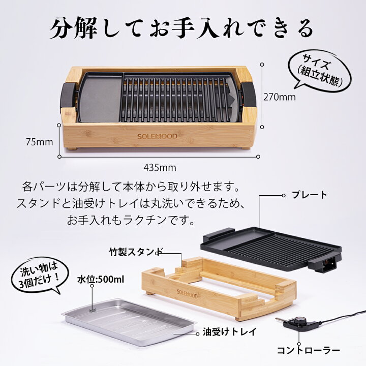 楽天市場】◇楽天1位 焼肉プレート ホットプレート 減煙 無煙 大型 