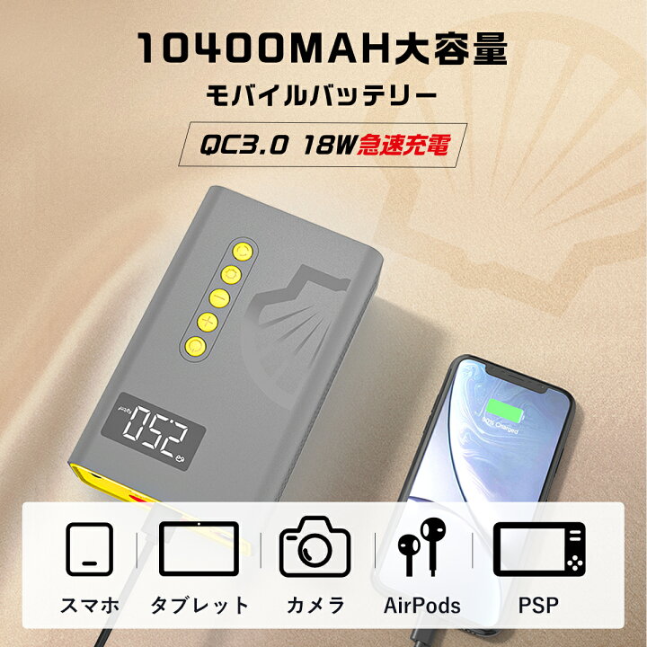 楽天市場】ジャンプスターター Shell 1000Aピーク電流 10400mAh 車用 