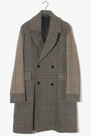 【中古】STELLA McCARTNEY ステラマッカートニー イタリア製 ウール ヘリンボーン グレンチェック ダブル チェスターコート 44 GRAY グレー 482220 SJO21 /● メンズ 【ベクトル 古着】 231005