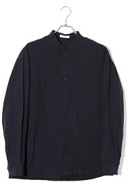 【中古】ATON エイトン SIZE:2 SHRINK BROAD OVERSIZED BANDCOLLAR SHIRT シュリンクブロード 長袖 オーバーサイズ バンドカラーシャツ NAVY ネイビー BLAGSW0702 /● メンズ 【ベクトル 古着】 240205