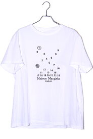 【中古】2023SS Maison Margiela メゾンマルジェラ Logo Mako cotton T-shirt カレンダー グラフィック ロゴ刺繍 コットン 半袖Tシャツ L WHITE ホワイト S50GC0684 イタリア製 /● メンズ レディース 【ベクトル 古着】 240409