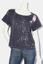 【中古】SEE BY CHLOE シーバイクロエ 鳥プリント 半袖 Tシャツ カットソー 38 Charcoal チャコール L4 B93 02 /◆☆ レディース 【ベクトル 古着】 240418