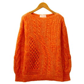 【中古】マメクロゴウチ Mame Kurogouchi 2021AW Multi-Pattern Cable knitted Sweater マルチパターン ケーブル ニット セーター 1(S) ORANGE(オレンジ) レディース 【ベクトル 古着】 230925