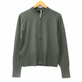 【中古】セオリー theory 2103707 COMPACT CREPE ZIP UP BOMBER ジップアップ ボンバー カーディガン カーキ S レディース 【ベクトル 古着】 240327