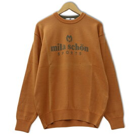 【中古】ミラショーン mila schon SPORTS スポーツ クルーネック 長袖 ロゴプリント ニット セーター M オレンジ 【ベクトル 古着】 240415