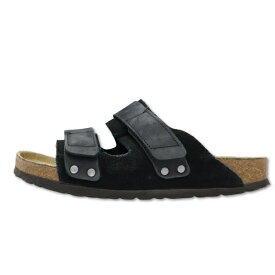 【中古】ビルケンシュトック BIRKENSTOCK ウジ ヌバックスエード レザーサンダル シューズ 24.5cm ブラック 【ベクトル 古着】 240514