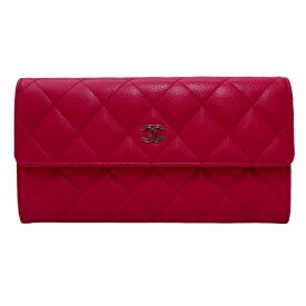 【中古】シャネル CHANEL A50096 キャビアスキン ココマーク金具 マトラッセ 長財布 ウォレット PINK(ピンク) レディース 【ベクトル 古着】 240604