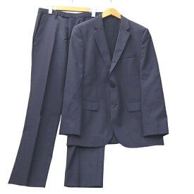 【中古】ヒューゴボス HUGO BOSS 開き見せ ノッチドラペル シングル 2B スーツ スラックス セットアップ 36R NAVY ネイビー メンズ 【ベクトル 古着】 250605