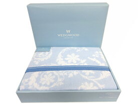 【中古】未使用品 ウェッジウッド WEDGWOOD コットン タオルケット 青白 140×190cm (12) 【ベクトル 古着】 170725 ベクトル　新都リユース