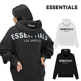 ESSENTIALS エッセンシャルズ パーカー メンズ レディースLogo T-Shirt 反射 ロゴ プルオーバー バックロゴ パーカー ビッグサイズ ブラック ホワイト 男女兼用[並行輸入品]
