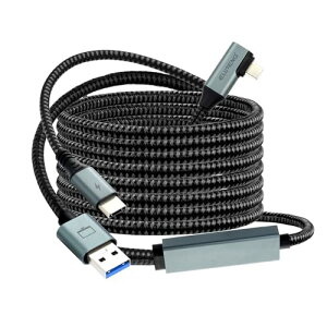 ELUTENG LinkP[u 5m VтȂ[d iC҂ݑf USB 3.0 5Gbpsf[^] 18W}[d TypeC to A+C 2in1 P[u 5[g L^ VRwbhZbg Meta Quest 2/3/Pro/Pico4ɓKp Q[PC/Steam VR