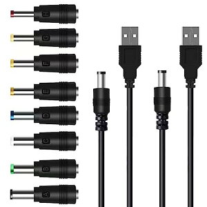 TJK USBP[u Zbg 8 in (1*2) DCdP[u USB-ی ϊvOt DC[dR[h 5.5x2.5/5.5x2.1mm @ iCgCg ڊo܂v ȂǂɓKp 3.5*1.35mm 4.0*1.7mm 4.8*1.7mm 5.5*1.7mm 5.5*2.1mm
