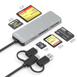 5 in 1 J[h[_[ASD/TF/MS/CF/XD J[h[_[ ݊ iPhoneAiPadAIOSAAndriodA}`J[h[_[iLightning+USB A+USB C jACF J[h[_[A[XeBbN pro duo [_[ 