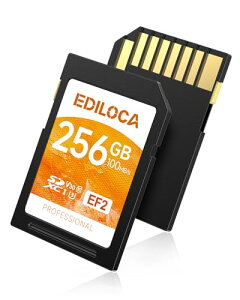 Ediloca EF2 256GB SDJ[h SDXC C10 UHS-I U3 V30 J[h  ǂݎ葬x 100MB/s ݑx 90MB/s Full HD & 4K UHD rfI