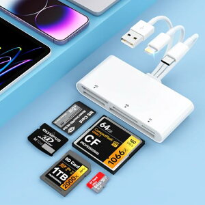 2024V荂SDJ[h[_[[J[h[_[, 5 in 3 Lightning/Type C/USB-A  SD/TF(Micro SD)/CF/Micro SD/XD/MS J[h[_[ o ] [J[h[_[ iPhone, Samsung, MacBook P