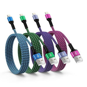 Ocbuo iphone 充電ケーブル4本組/4色/MFi認証アイフォン 充電ケーブル ライトニングケーブル 2.4A急速充電 lightning usbケーブル アイホン充電コード スマホケーブル データ転送iPhone14/13/12/11/8/iPad/AirP