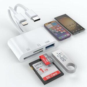 2024 MFiFؕiiPhone SDJ[h[_[ 3in2 Lightning/Type C - USB ϊA_v^ ݒsv ʐ^/rfI USB3.0  o] J[h[_[ iPhone/iPad/IOSΉ(TF/SDSC/SDHC/miniSD/microSD/MMC/SDXC ݊)