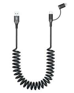 2in1 USB-A - USB-C  CgjOP[u J[R[hAMFiF & Apple Carplay & Android AutoΉ iPhone[dP[u 3A/2.4A[dƍf[^]P[uAiphone P[u Lk