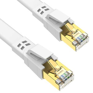 Ankuly CAT8 LANケーブル カテゴリー8 ウルトラフラットケーブル 40Gbps/2000MHz ランケーブル やわらか FTPシールド イーサネットケーブル サーバー 企業様向け 業務用 屋外用 CAT8準拠 (1m-ホワイト)