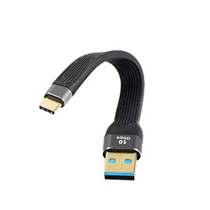 CERRXIAN 10Gbps ショート USB タイプ C ケーブル,5インチ USB 3.0 オス から USB C 3.1 オス ケーブル USB C 3.1 3A急速充電FPCフラットケーブル,充電宝、カーチャージャー、携帯電話 (c-a)