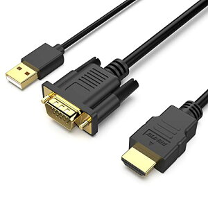 BENFEI VGA - HDMI �P�[�u�� (�I�[�f�B�I�t��)�A1.8m 1080P �P�[�u�� VGA �R���s���[�^�[/���b�v�g�b�v���� HDMI ���j�^�[/TV �܂ł� (�t�����ɔ�Ή�)
