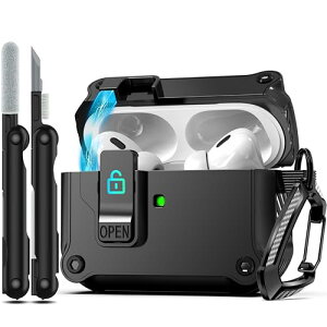 RFUNGUANGO AirPods Pro  2/1 P[XJo[ SȃbNNbvtA|bvAbvP[X t{fBϏՌn[hیJo[ AirPods Pro 2 P[X (2023/2022/2019) p - ubN