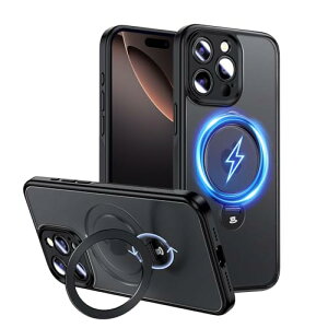 Magic John iPhone 16 Pro �P�[�X �ϏՌ� MagSafe�Ή� ���C�����X�[�d �X�^���h�t�� 360°��] ����~�� ��phone16 Pro �P�[�X ������ �J�����ی� TPU �Y���ɂ��� �z�R���t���ɂ��� �X�}�z�P�[�X iphone 16 Pro 