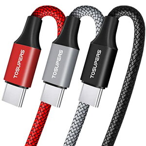 TOSUPRES USB C ケーブル2m 3本セット(USB-C & USB-A 2.0) Type C ケーブル 急速充電 QC3.0対応 タイプc ケーブル 充電コード 断線防止 高耐久ナイロン編み iPhone15シリーズ、Xperia、Galaxy、Switch、PS5コントロ