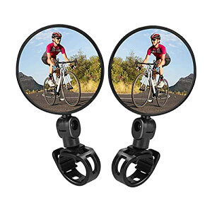 サムコス 自転車バックミラー 2個セット 360°回転 丸型 凸面 広視野角 戸外スポーツバイク用ミラー 簡単取付 調節可能 サイクリングミラー バーエンドミラー自転車ミラー (ブラック)