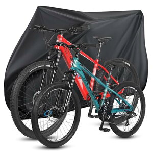 自転車カバー サイクルカバー 二台対応 防水 厚手 防犯 丈夫 撥水加工UVカット 防塵 破れにくい 29インチまで対応 台風/雨/風/紫外線/砂適用 収納袋付き ブラック 200cm *110cm *85cm