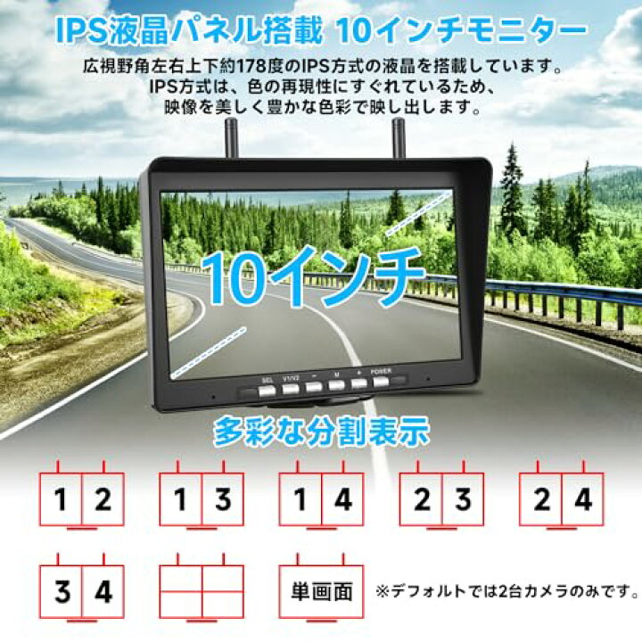 楽天市場】Tonowu トラック・クレーン等用10インチバックカメラ 