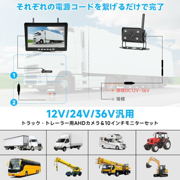 楽天市場】Tonowu トラック・クレーン等用10インチバックカメラ 