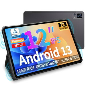 PRITOM TAB16 ^ubg 12C` wi-fif WidevineL1Ή 12C` ^ubg 2000x1200 FHD 16GB RAM+256GB ROM Android13 AhCh^ubg 4Xs[J[ }[d SIMt[ 4GʘbΉ 5G WiFi TELEC