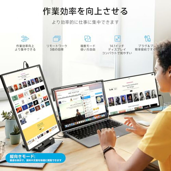楽天市場】デュアルモニター Dopesplay 360°回転 14~17.3インチ 2画面 