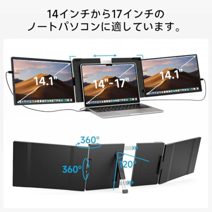 楽天市場】デュアルモニター Dopesplay 360°回転 14~17.3インチ 2画面 