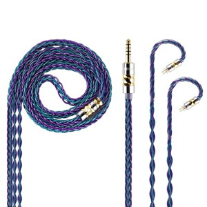 NICEHCK DualGod イヤホンリケーブル 古河銅銀メッキとグラフェンのミックス 0.78mm 2Pin 4.4mm プラグ パープルとグリーンミックス 交換用 音質改善 hifiリケーブル アップグレードケーブル 金属製コ