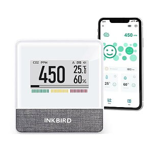 INKBIRD _YfZxv xx BluetoothΉ x  X}[g Cj^[ NDIR CO2ZT[ fW^ xv Cv E-InkfBXvC CO2x\ AvΉ I
