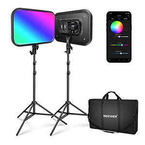 NEEWER 2pbN 18.3"RGB LED rfICgƃX^hLbg APPRg[ BeƖCg 360°tJ[ 60W \ 2500K`8500K CRI97 +A17V[ Q[/Y[///YouTube/ʐ^Be