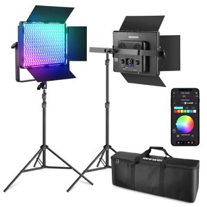 NEEWER 2pbN PL60C RGB LED plrfICgLbg 2mXvONbVtCgX^h/obOt APP/2.4G/DMX 60W 23000lux/0.5m 2500K-10000K 18V[ RGBCW vʐ^X^WIƖ
