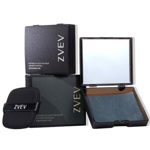 ZVEVあぶらとり紙 (竹炭) フェイシャルオイル除去あぶらとりペーパー 脂取り紙 オイル除去ペーパー 顔の毛穴脂肪除去 バリュー100枚 顔 あぶらとり紙 化粧鏡付きパウダーパフ スキンケア ユ