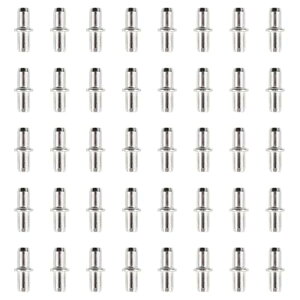 ダボ 棚ダボ 40個セット Φ5mm×16mm 棚受け用 金属製 差し込みタイプ 屋内外兼用 シェルフサポートピン 棚板を支えるパーツ 円筒 型 (銀色)