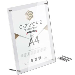 賞状額縁 アクリルフォトフレーム 写真フレーム写真立て 透明 横縦置き兼用 スタンドタイプ 表彰 卒業 証書 感謝状 おしゃれ (透明, A4 210x297mm)