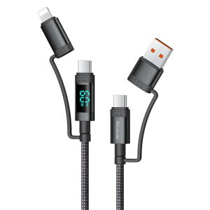 Mcdodo 4in1 �[�d�P�[�u�� �o�̓X�N���[���\�� 60W PD�}���[�d(USB-C to USB-C) Type-C to ���C�g�j���O�P�[�u�� �����f�[�^�]�� �^�C�vC�P�[�u�� �}���`�[�d�R�[�h MacBook iPad iPhone 17/16/15/14/13/12/11�V���[