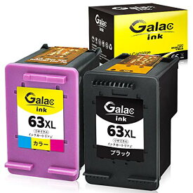Galac ink HP用リサイクルインク 63 XL 63xl(ブラック 増量 + カラー 増量） 2個セット 残量表示付 HP63XL f6u64aa 再生インク対応機種ENVY 4520 OfficeJet 4650 5220