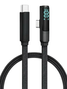 aceyoon USB C �P�[�u�� Type-C 100W PD �}���[�d LED�o�͕\���f�B�X�v���C���� L���R�l�N�^ 1.2m �I�X-�I�X E-Marker���� �i�C�����ґg �t���b�g �f���h�~ CtoC �[�d�P�[�u�� �����f�[�^�]�� for MacBook/iPhone 